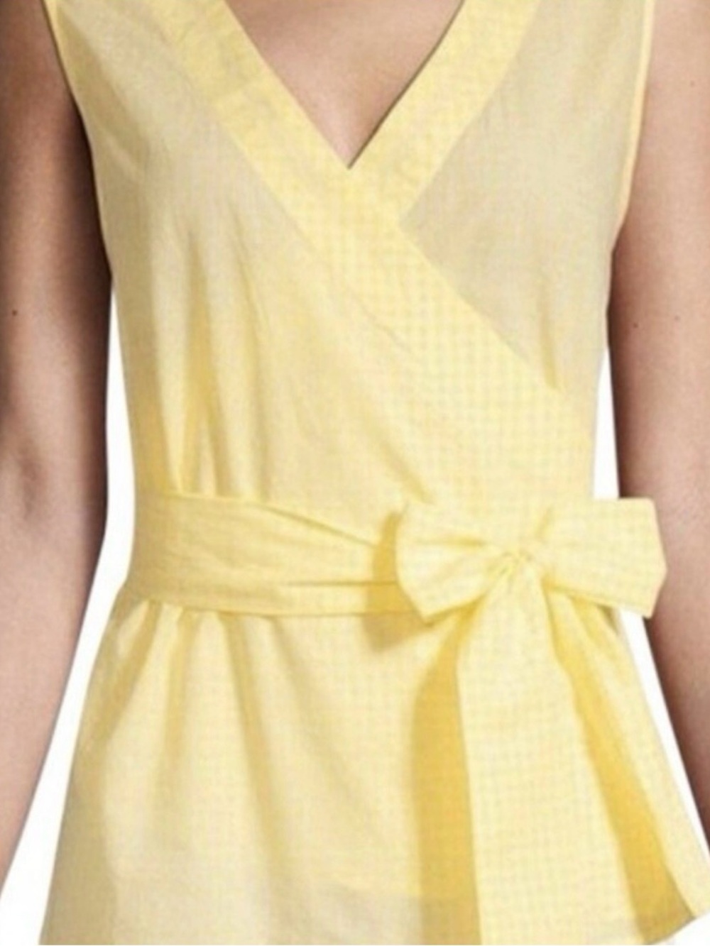 BeachLunchLounge Yellow Gingham Faux Wrap Blouse NWT Brand new